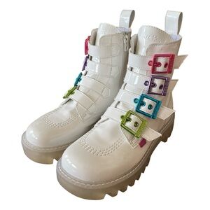 Kickers Confetti Qween White Boots with Multicolor Buckles EU size 36 (US 5)